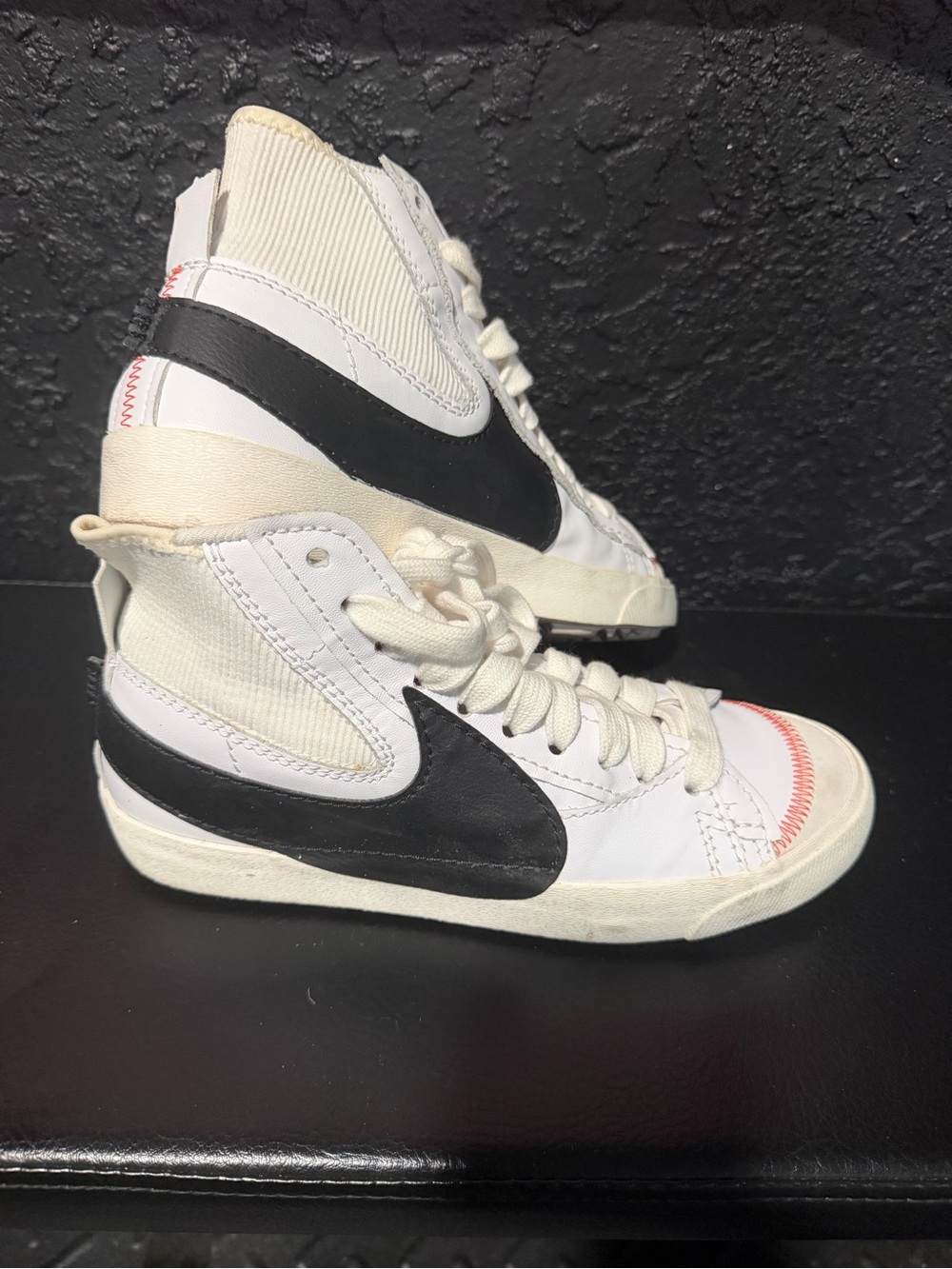 Nike High-Top Sneakers in White, Black and Red Accent Blazers